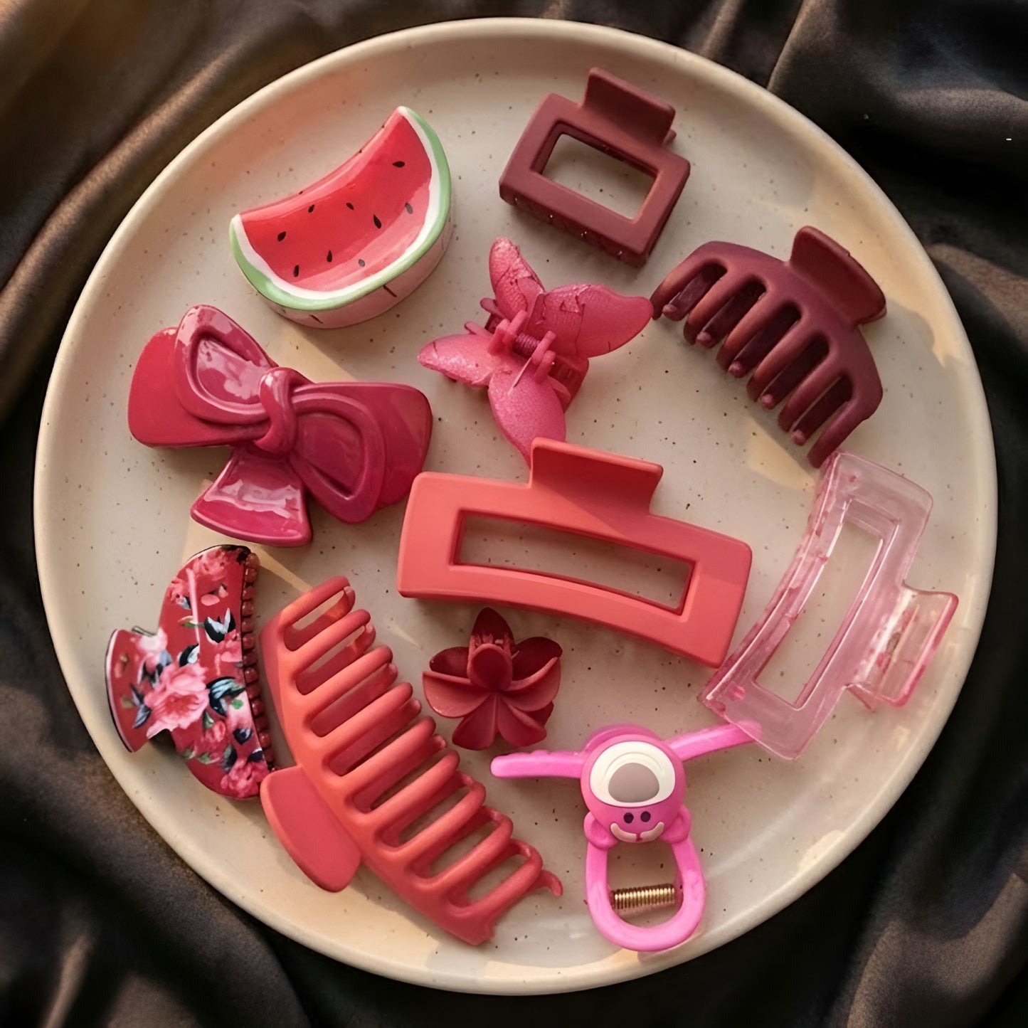 Miori Berry Blush Hair Clip Set – 10 Pieces