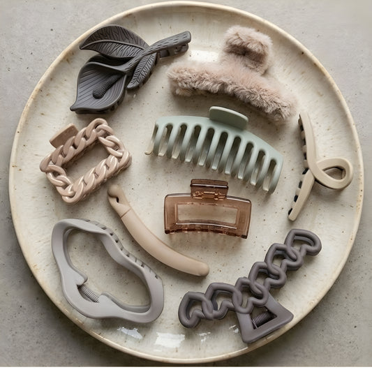 Miori Cloud Latte Hair Clip Set – 10 Pieces